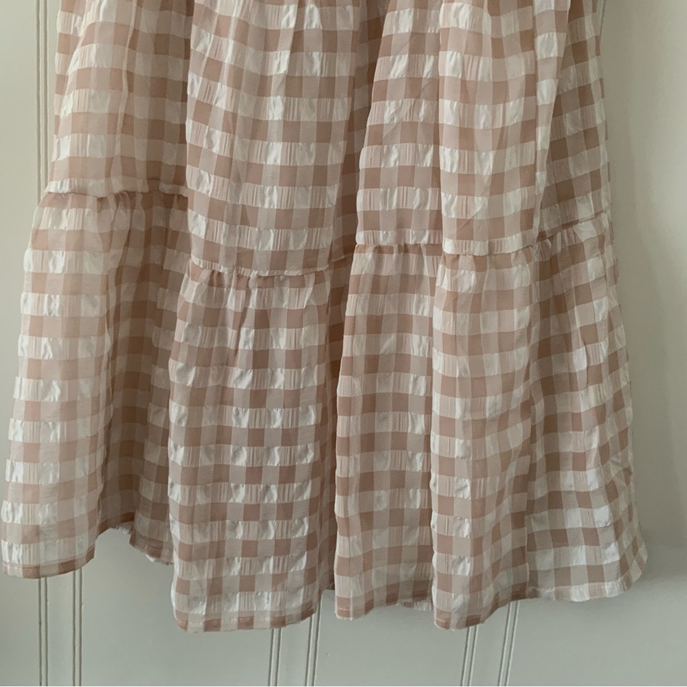 En Saison Beige and White Gingham Midi Dress - Picture 9 of 9